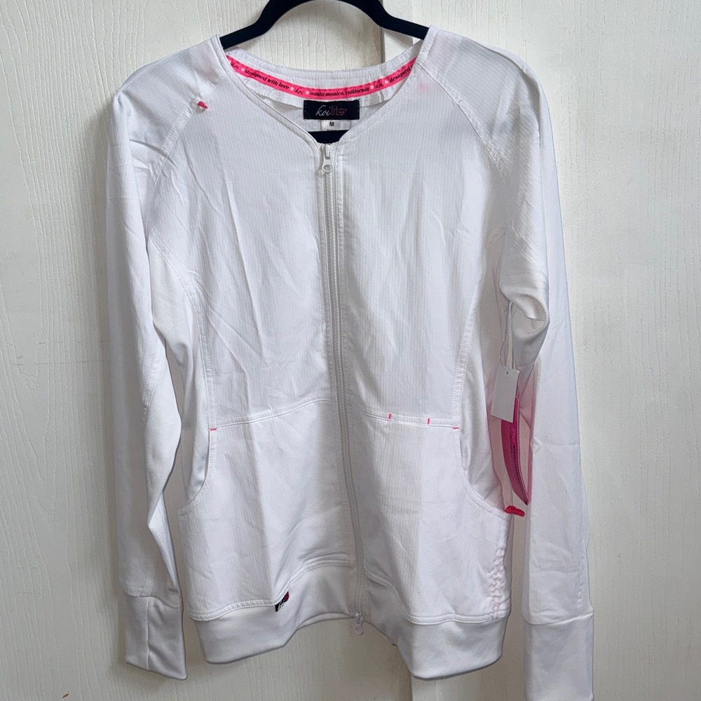 koi Lite Women's Clarity Zip Front Solid Scrub Jacket Size M